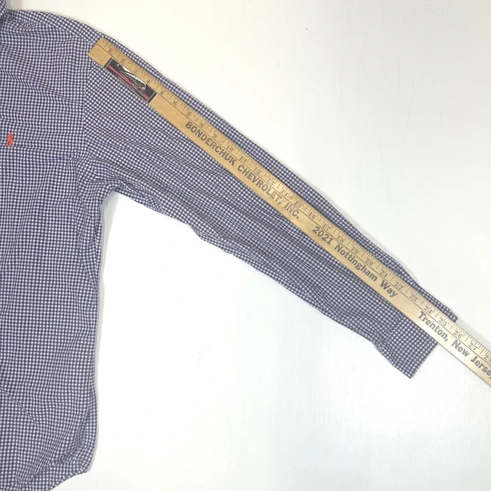 Polo Ralph Lauren Mens Slim Fit Gingham Button Down Shirt Purple White L